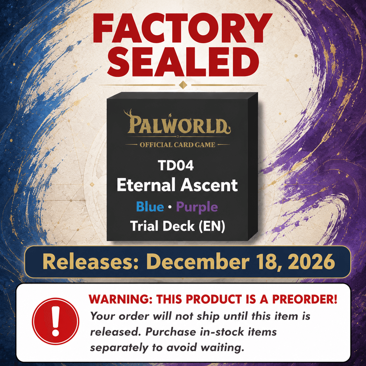 Palworld TCG TD04 Eternal Ascent Blue Purple trial deck sealed English preorder